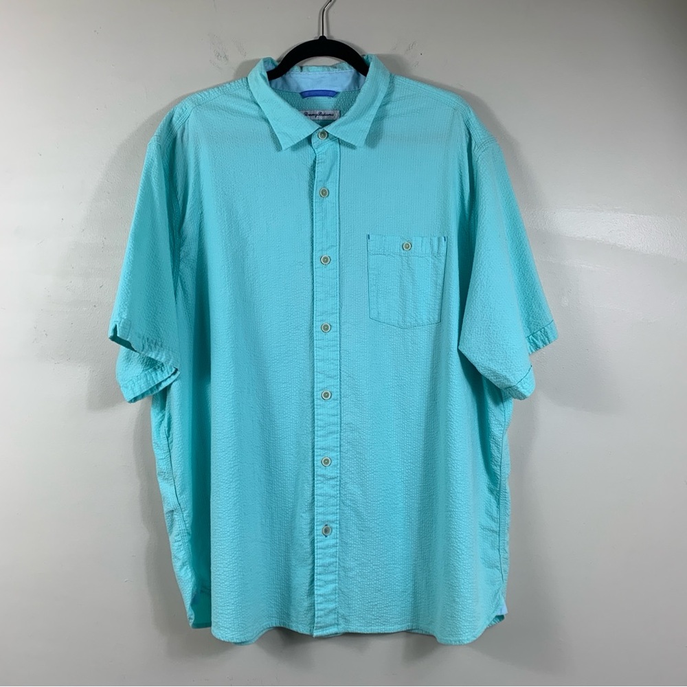 Tommy Bahama Corvair Stretch Cotton Camp Seersucker Button down Shirt Mens -1XLB